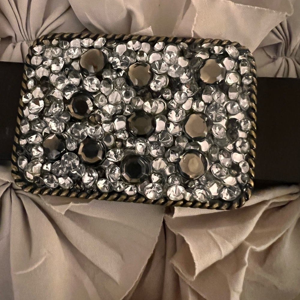Fossil Brown Belt with Silver Crystal Buckle